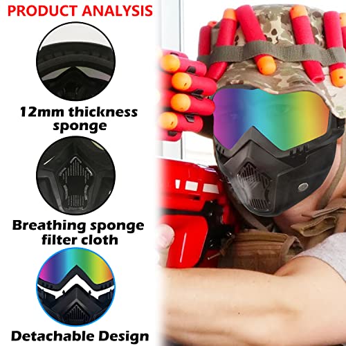 EKIND Tactical Mask with Removable Face Mask Compatible for Nerf Elite Toy Gun Game Rival Ball (Black) - Image 3
