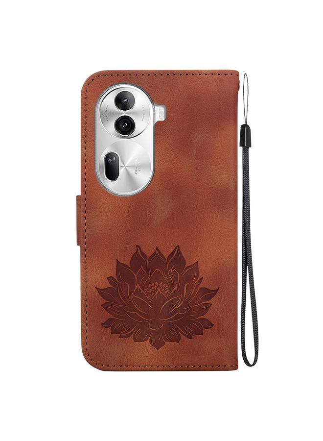 erorex Case For OPPO Reno11 Pro 5G Global Lotus Embossed Leather Phone Case - Image 3