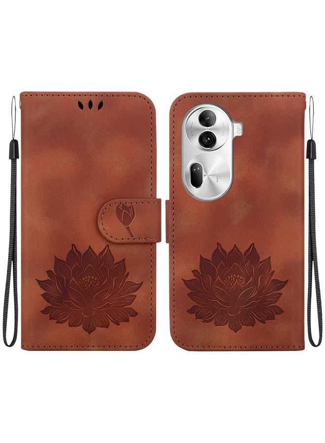 erorex Case For OPPO Reno11 Pro 5G Global Lotus Embossed Leather Phone Case - Image 1