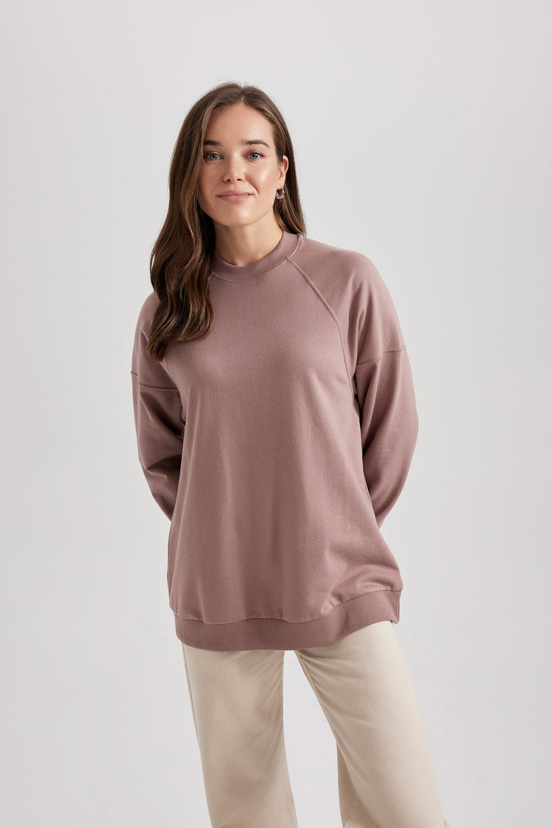 DeFacto Woman Regular Fit Crew Neck Soft Furry Basic Sweatshirt Tunic - Image 3