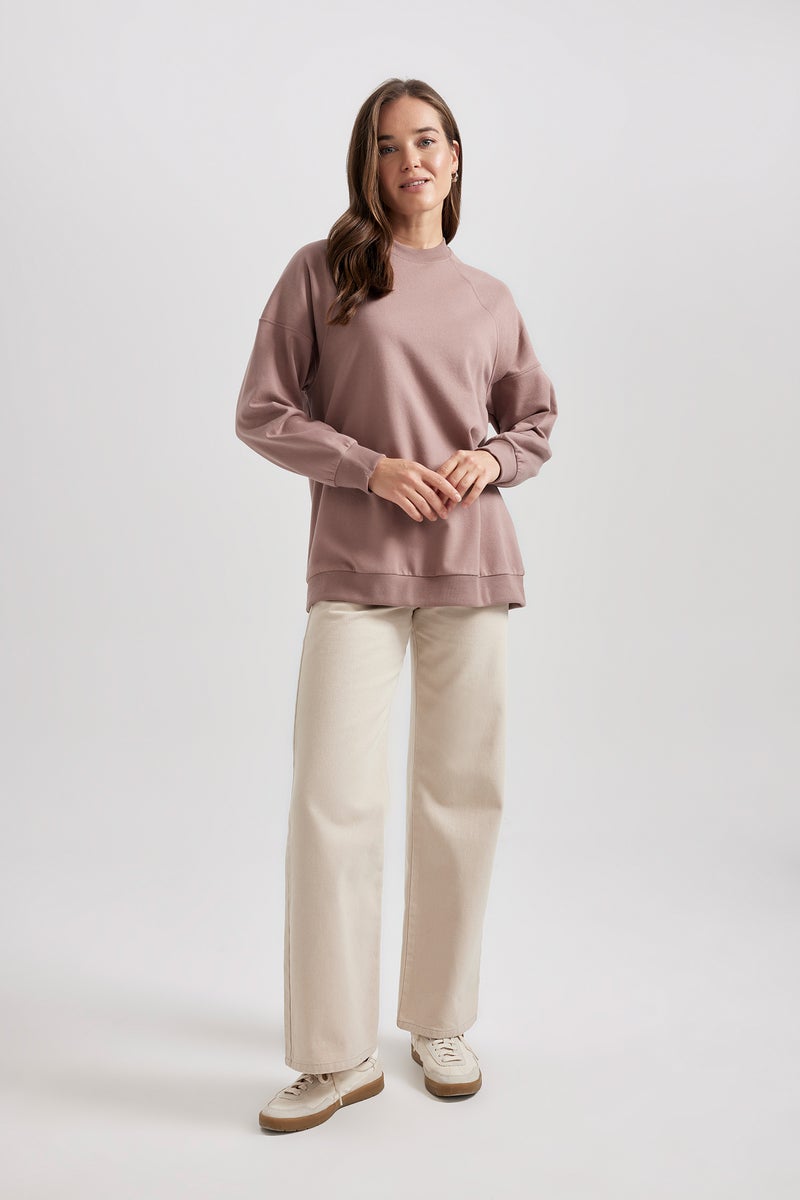 DeFacto Woman Regular Fit Crew Neck Soft Furry Basic Sweatshirt Tunic - Image 4