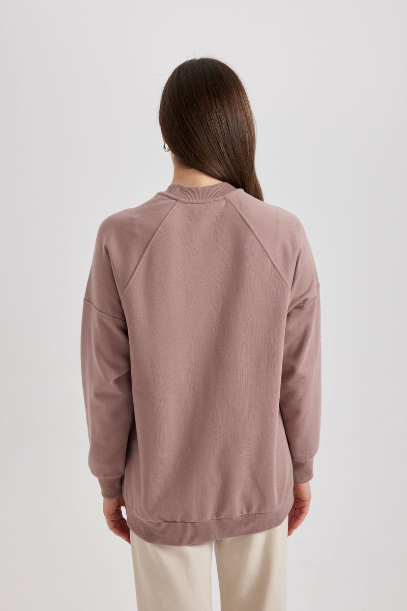 DeFacto Woman Regular Fit Crew Neck Soft Furry Basic Sweatshirt Tunic - Image 5