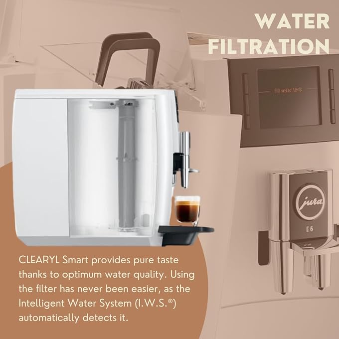 jura E6 Super Automatic Espresso Machine, Piano, 15559 (White, 5 Items) | Easy Cappuccino, AROMAG3 Grinder, P.e.p, J.o.e. App, Milk Container Plus Milk Cleaner, Claris Smart Plus Filter - Image 3
