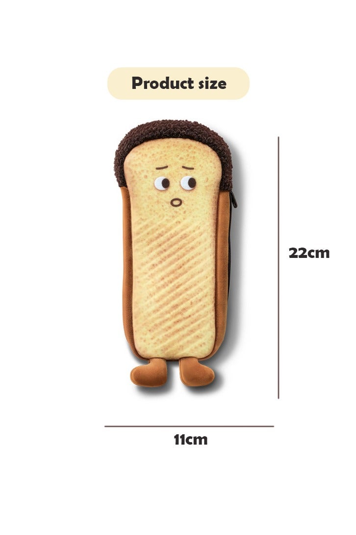 حقيبة أقلام إبداعية للطلاب للمدرسة أو اللوازم المكتبية، هدية حافظة أقلام، سحاب سعة كبيرة، تصميم خبز لطيف - Image 4