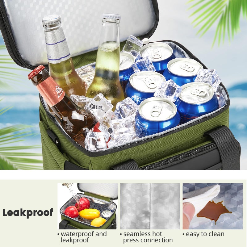 holuxer Insulated Lunch Bag & Lunch Box for Men - Double Deck Reusable Lunch Bag for Women Tote Cooler Bag Leakproof Soft Expandable - Large Lunchbox for Work/Adult/Picnic/Outdoor (Greenï¼Œ15L) - Image 5