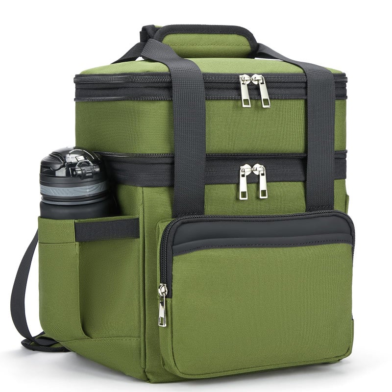 holuxer Insulated Lunch Bag & Lunch Box for Men - Double Deck Reusable Lunch Bag for Women Tote Cooler Bag Leakproof Soft Expandable - Large Lunchbox for Work/Adult/Picnic/Outdoor (Greenï¼Œ15L) - Image 1