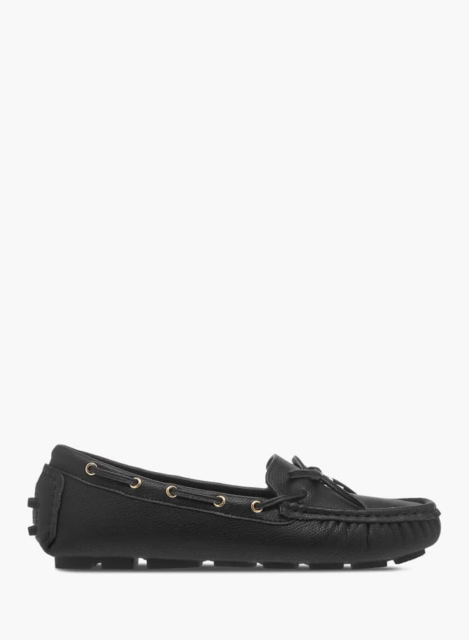 Flora Bella By Shoexpress Womens Monogram Print Bow Detail Slip-On Loafers