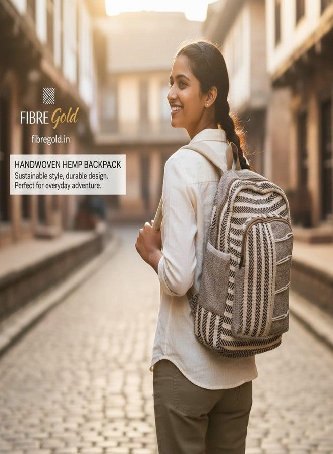 FIBREGOLD Himalayan Hemp Laptop Backpack - Handmade, Eco-Friendly Travel Bag, Durable, Sustainable & Stylish Everyday Backpack (Brown) - Image 3