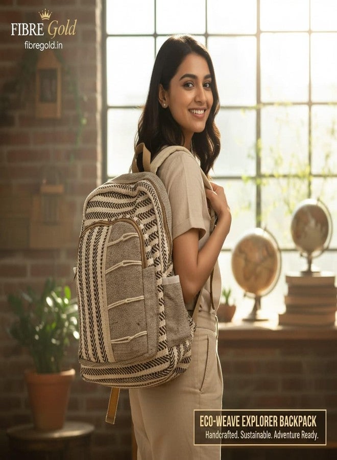 FIBREGOLD Himalayan Hemp Laptop Backpack - Handmade, Eco-Friendly Travel Bag, Durable, Sustainable & Stylish Everyday Backpack (Brown) - Image 2
