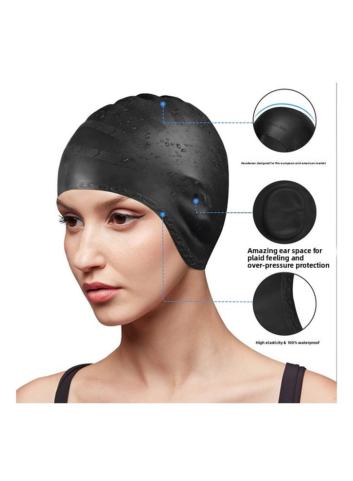 SenRan 3-piece set Silicone ear protection swim cap - suitable for both men and women, waterproof and comfortable (with earplug set included) - Image 5