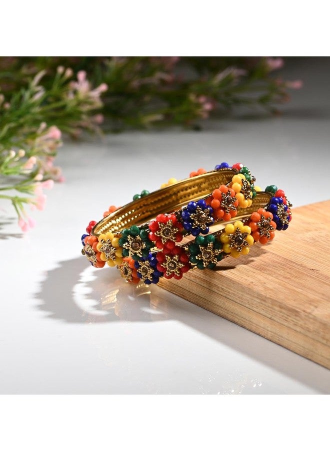 1st Time Stylish And Colorful Metal Bangle/Kada- Perfect For Wedding, Party, Celebrations And Functions, Pack Of 2, Multicolor- S21 - Image 2