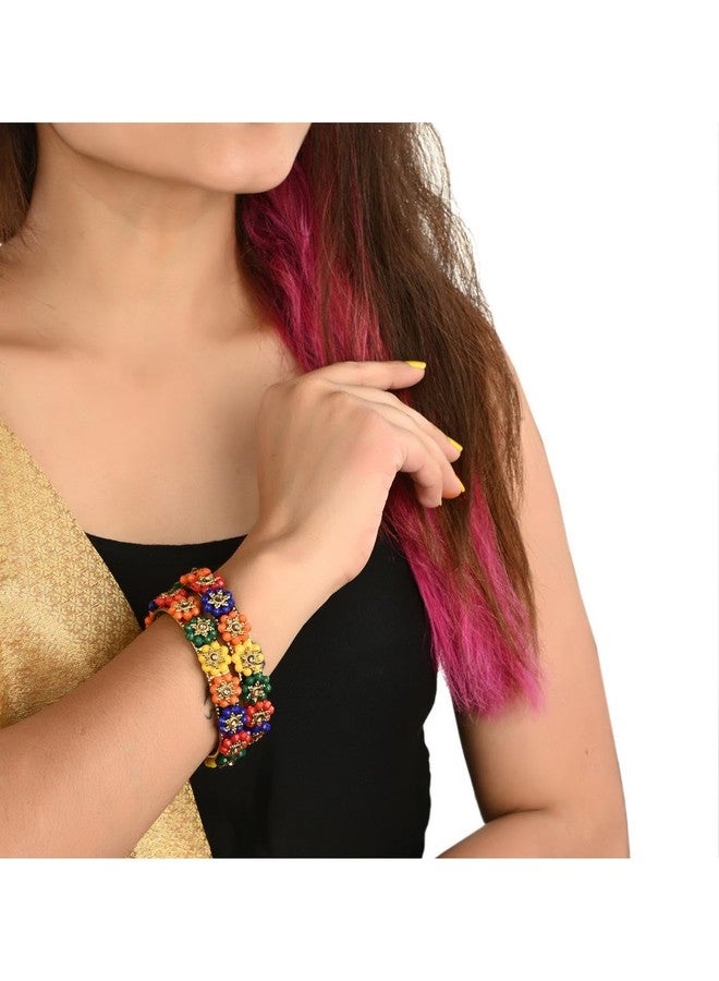 1st Time Stylish And Colorful Metal Bangle/Kada- Perfect For Wedding, Party, Celebrations And Functions, Pack Of 2, Multicolor- S21 - Image 5