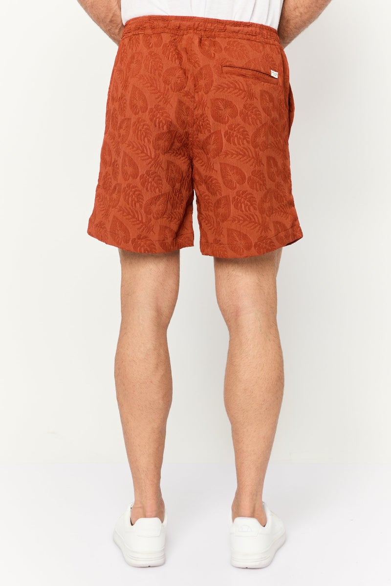 Jack Jones Men Textured Basic Shorts, Brown  - Image 4