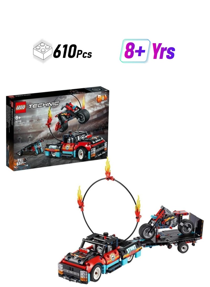 LEGO LEGO Technic Stunt Show Truck & Bike Toys Set 42106 (610 Pieces) - Image 1