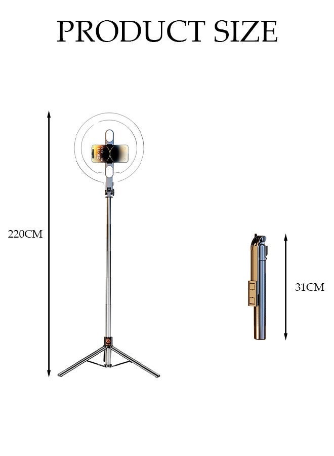 DUNISO Selfie Stick, All-in-1 Extendable Cell Phone Tripod Stand,Rotate Phone Tripod with Bluetooth Remote Shutter and Fill Light,Group Selfies/Live Streaming/Video Recording Compatible with All Phones - Image 2