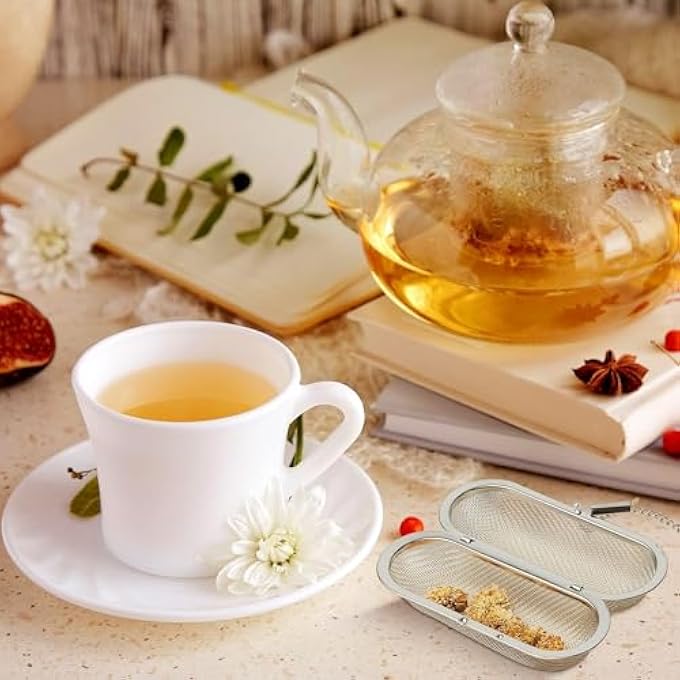 SWIUKPHE 3Piece Floating Tea Ball Stainless Steel Mesh Infuser 425X175 Inch Oval For Loose Leaf Tea Herbs Spices Easy To Use And Clean Ideal For Home And Office - Image 3