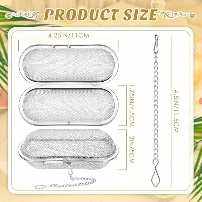 SWIUKPHE 3Piece Floating Tea Ball Stainless Steel Mesh Infuser 425X175 Inch Oval For Loose Leaf Tea Herbs Spices Easy To Use And Clean Ideal For Home And Office - Image 5