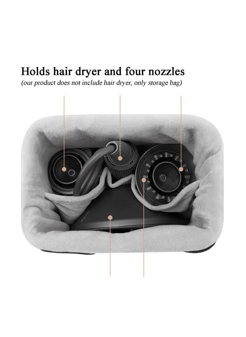 Generic Dyson Supersonic Hair Dryer Organizer - Waterproof PU Leather Travel Bag with Drawstring and Separate Pocket for Dyson Airwrap Styler and Curling Iron Accessories, Gray  - Image 2