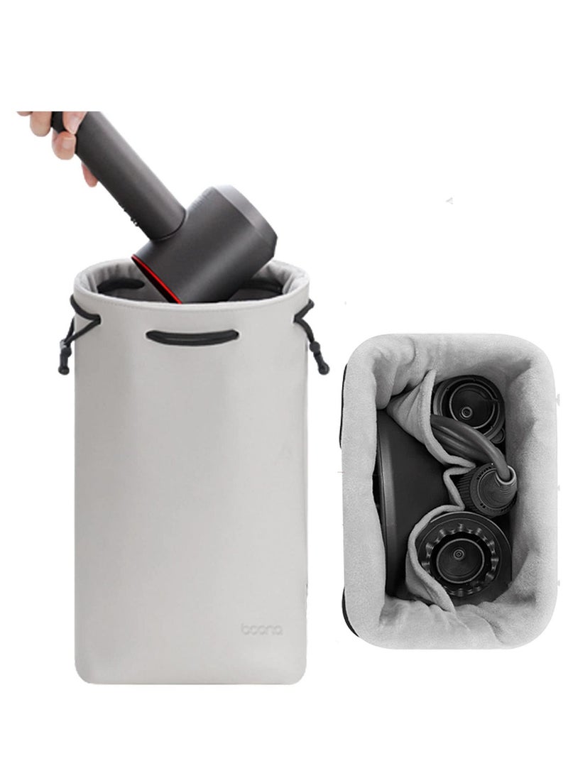 Generic Dyson Supersonic Hair Dryer Organizer - Waterproof PU Leather Travel Bag with Drawstring and Separate Pocket for Dyson Airwrap Styler and Curling Iron Accessories, Gray  - Image 1