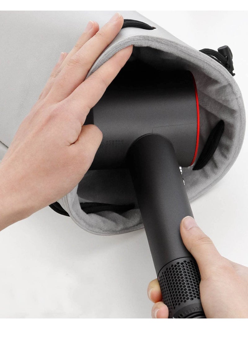 Generic Dyson Supersonic Hair Dryer Organizer - Waterproof PU Leather Travel Bag with Drawstring and Separate Pocket for Dyson Airwrap Styler and Curling Iron Accessories, Gray  - Image 3