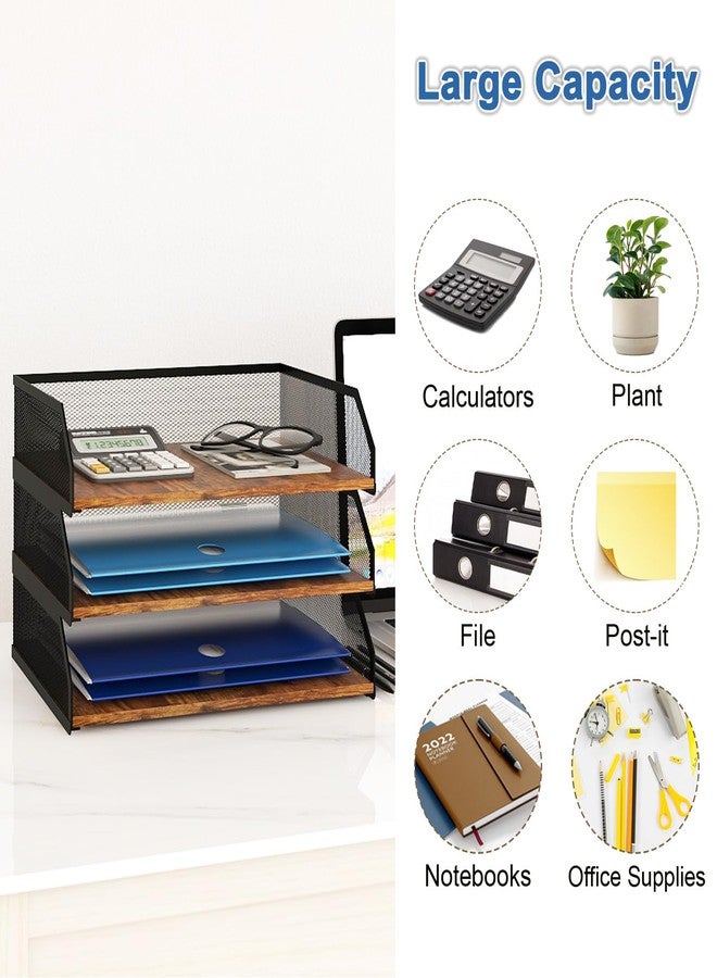 Natwind 3-Tier Stackable Paper Tray, Metal Mesh Desktop Organizer, Paper Sorter, Letter Trays,File Document Storage Rack for for Home, Office, School (Retro) - Image 4