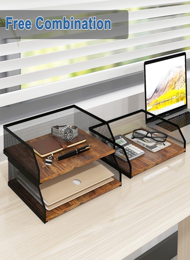 Natwind 3-Tier Stackable Paper Tray, Metal Mesh Desktop Organizer, Paper Sorter, Letter Trays,File Document Storage Rack for for Home, Office, School (Retro) - Image 5