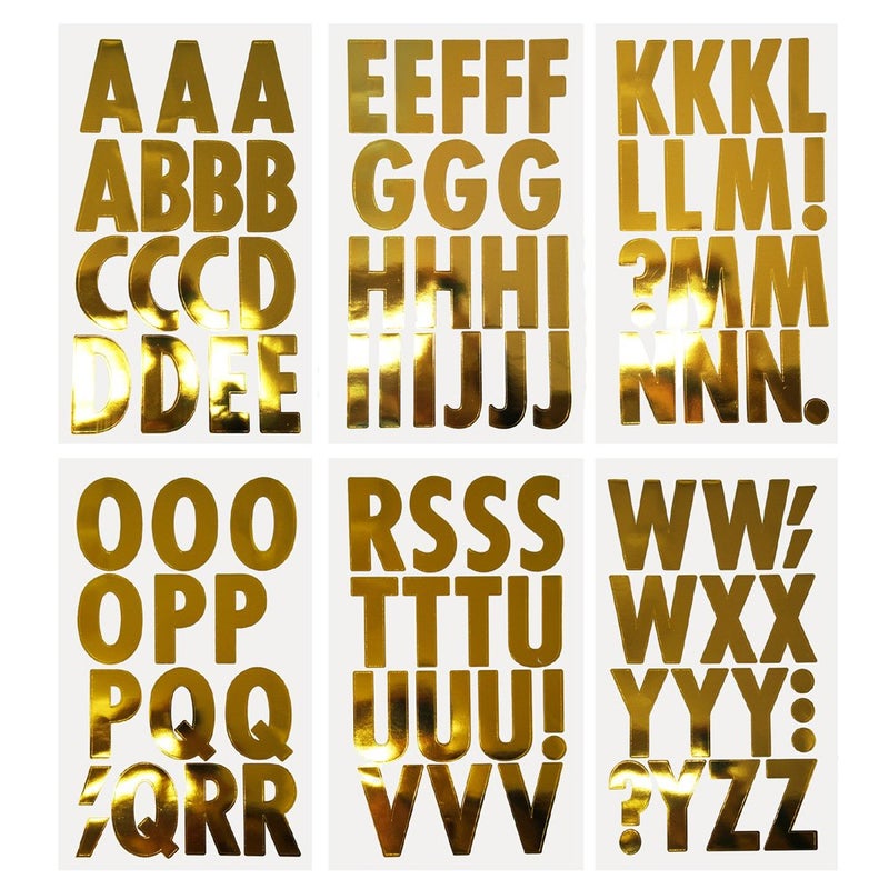 Homeford Big Font Alphabet Letter Stickers Caps 3inch 82Piece Metallic Gold