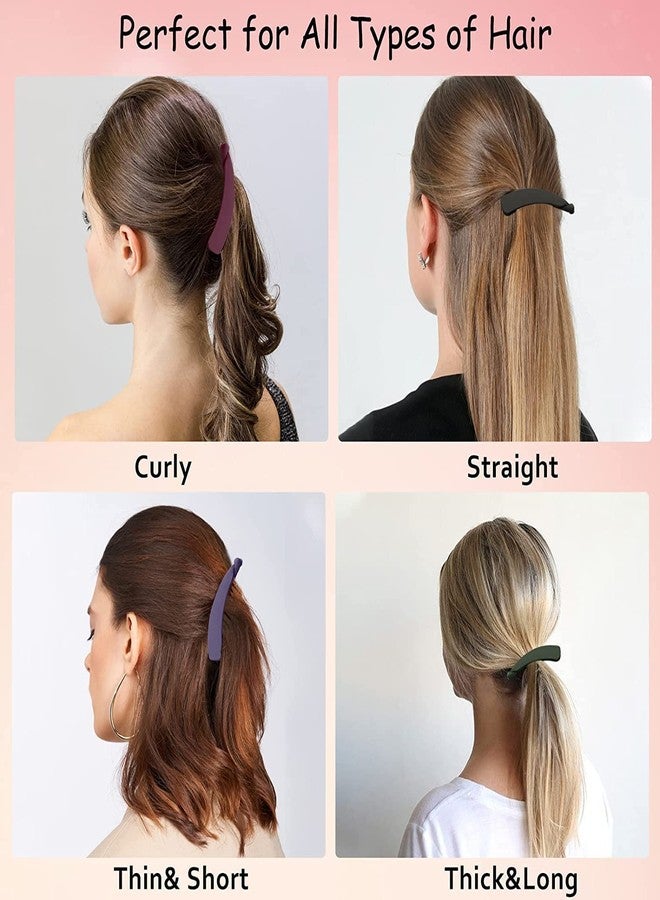 EPARTY ٦ مشابك شعر على شكل موزة للنساء ذوات الشعر الخفيف، حامل قوي بطول ٤.٣ بوصة، مشبك شعر أنيق غير لامع على شكل موزة، مانع للانزلاق، إكسسوارات تجميل عصرية للبنات والسيدات - Image 2