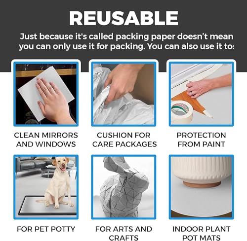 Shinok 100 Sheets Packing Paper for Moving, Newsprint Paper for Packing Wrapping, Wrapping Paper for Packaging Glasses Dishes - Must Have Packing Supplies for Moving Box Filler(12 * 24in) - Image 5