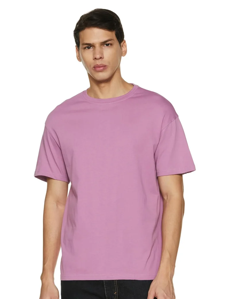 Men's Solid Oversized Loose Fit T-Shirt in Lavender