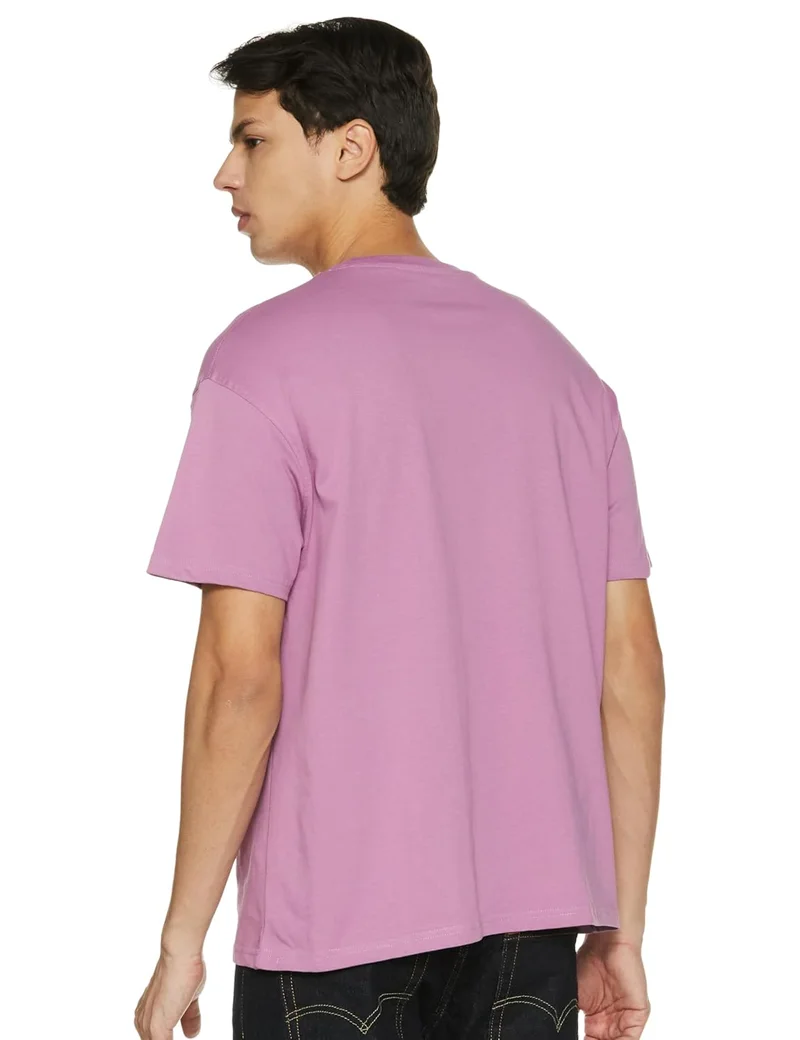 NOBERO Men's Solid Oversized Loose Fit T-Shirt in Lavender
