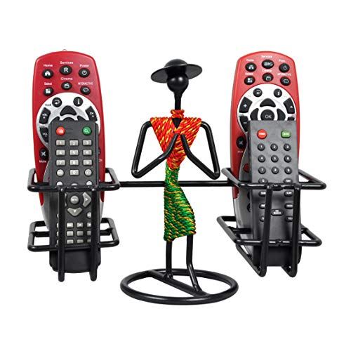 D&V ENGINEERING - Creative in innovation D&V Engineering Metal Welcome Gesture Lady Design Remote Holder Stand Organizer for TV, AC, DVD & DTH Remotes (4-Slot) | Living Room Home Decor Showpiece | Red & Green - Image 2