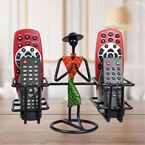 D&V ENGINEERING - Creative in innovation D&V Engineering Metal Welcome Gesture Lady Design Remote Holder Stand Organizer for TV, AC, DVD & DTH Remotes (4-Slot) | Living Room Home Decor Showpiece | Red & Green - Image 1
