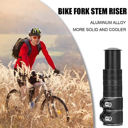 Emoly Bike Fork STEM Extender, MTB Handlebar Riser Extender Bicycle Aluminium Alloy Head Up Adapter for Mountain Bike, Road Bike, MTB, BMX- Extended Edition (New, Black) - Image 5