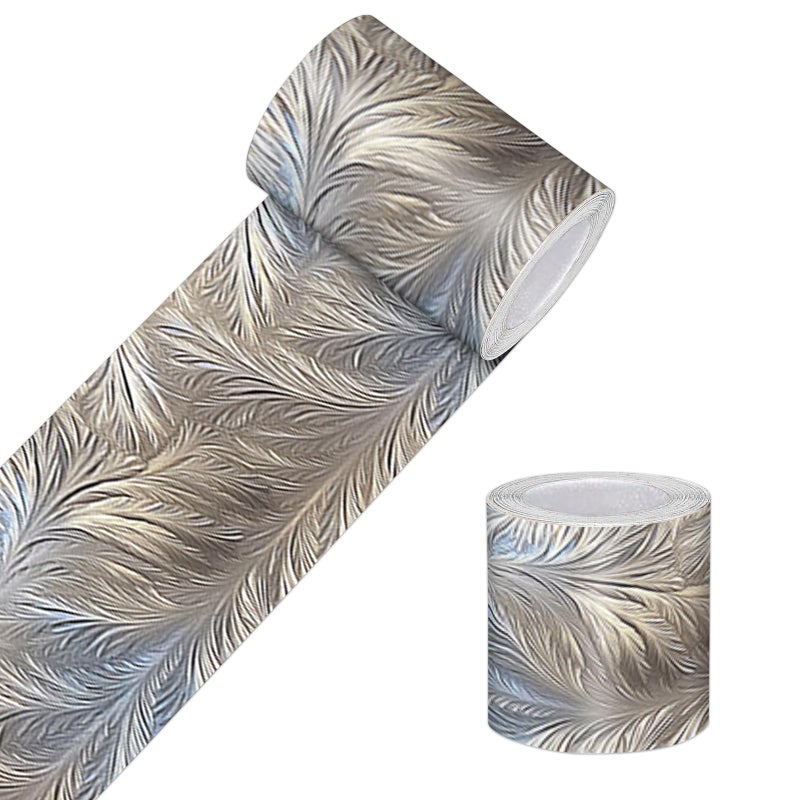 HOMETITUTE Wallpaper Border Peel and Stick Wall Border Woven Linen Texture Decorative Wall Trim Self Adhesive Border for Walls Mirror Frame Accent Strip for Bedroom Kitchen Living Room 4x196 Inch - Image 2