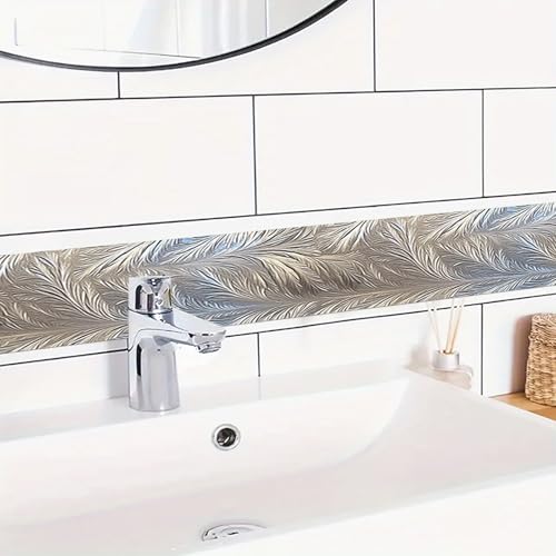 HOMETITUTE Wallpaper Border Peel and Stick Wall Border Woven Linen Texture Decorative Wall Trim Self Adhesive Border for Walls Mirror Frame Accent Strip for Bedroom Kitchen Living Room 4x196 Inch - Image 3