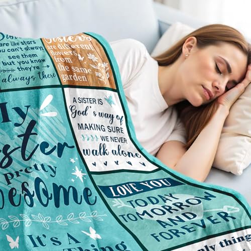 Buioata Sister Gifts Blanket Sister Birthday Gifts Birthday Gifts for Sisters Best Sis Ever Present for Women on Christmas Valentines Day Mothers Day Soft Throw Best Sis Adult Blanket 60" x 50 - Image 4