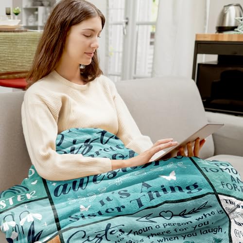 Buioata Sister Gifts Blanket Sister Birthday Gifts Birthday Gifts for Sisters Best Sis Ever Present for Women on Christmas Valentines Day Mothers Day Soft Throw Best Sis Adult Blanket 60" x 50 - Image 3