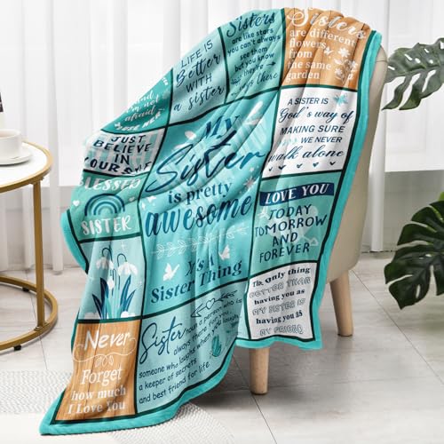 Buioata Sister Gifts Blanket Sister Birthday Gifts Birthday Gifts for Sisters Best Sis Ever Present for Women on Christmas Valentines Day Mothers Day Soft Throw Best Sis Adult Blanket 60" x 50 - Image 5