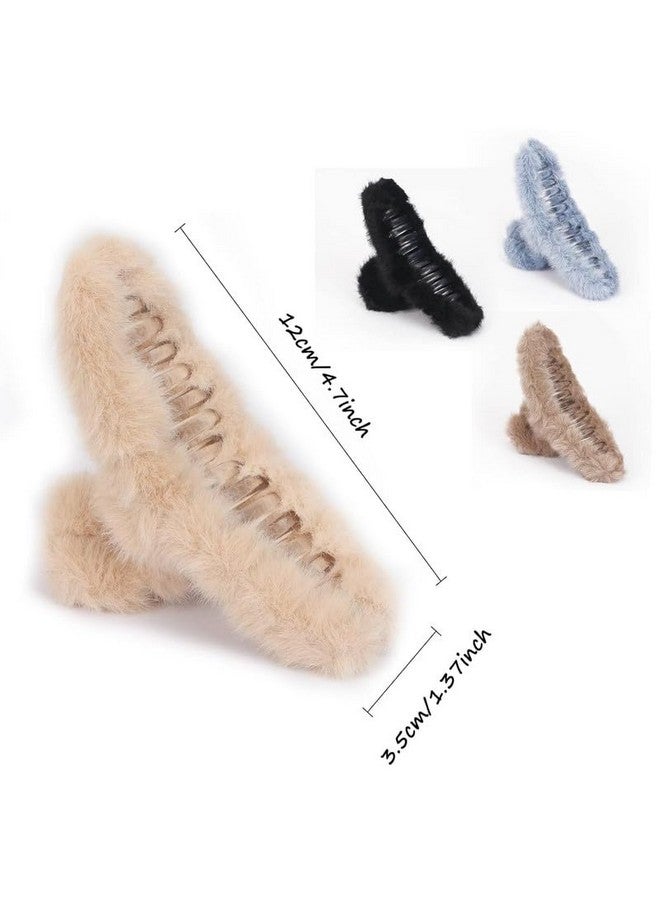 CHIROGRAPHY 4 PCS Hair Claw Clips for Women|Plush Hair Clips Strong Hold Non-Slip Hair Barrettes for Thick Thin Long Hair|Cute Claw Clips Hair Accessories for Girls|FOUR COLOR SET - Image 2