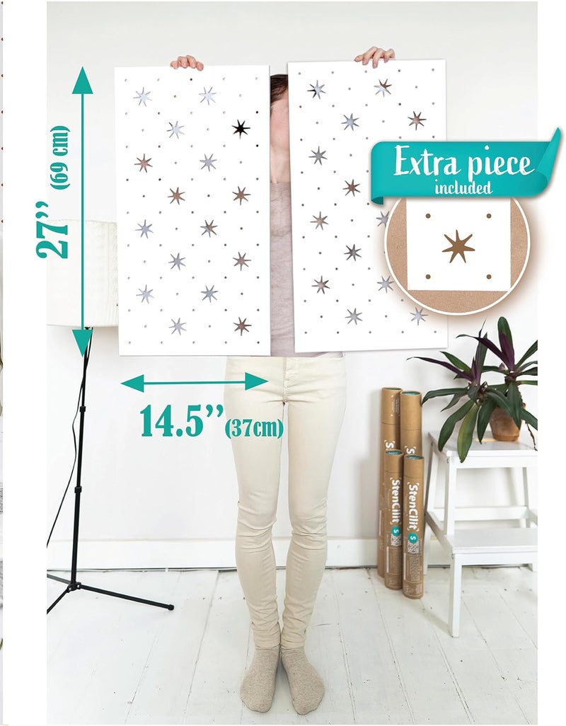STENCILIT ® Celestial Wall Stencil for Painting - 2 Pack of 14.5 x 27 in Stencil, Geometric Wall Stencils for Painting Large Pattern, Scandinavian Large Wall Stencil - Image 5