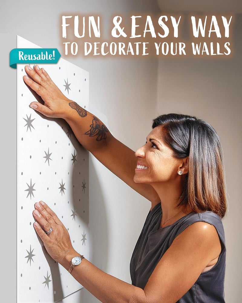 STENCILIT ® Celestial Wall Stencil for Painting - 2 Pack of 14.5 x 27 in Stencil, Geometric Wall Stencils for Painting Large Pattern, Scandinavian Large Wall Stencil - Image 2