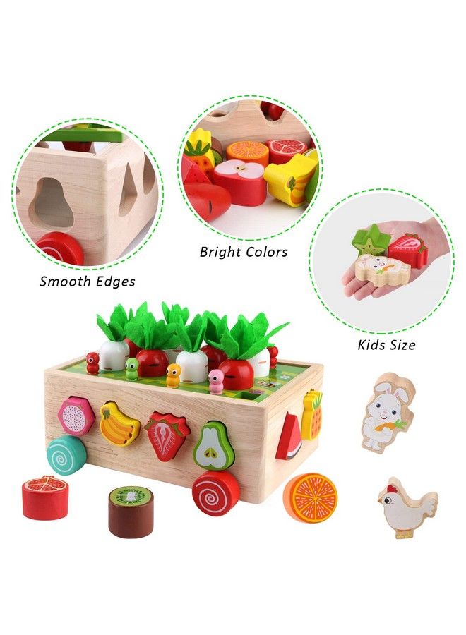 SKYFIELD Montessori Wooden Garden Toy For Baby Boys Girls 1 2 3 Years Old Fine Motor Skills Developmental Gift Toy Color Shape Fruit Sorting Orchard Cart Farm Game For Toddler 13 - Image 5