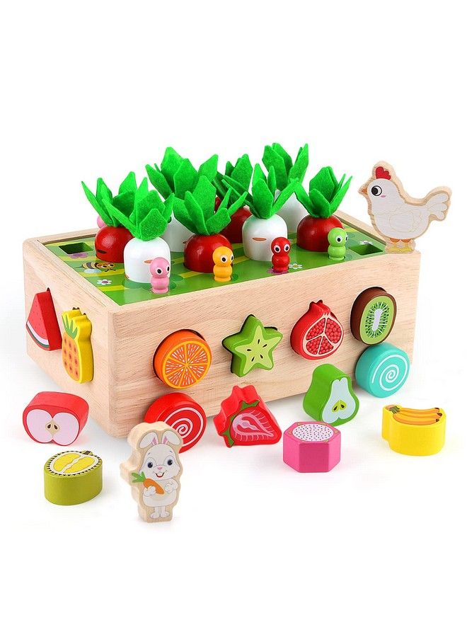 SKYFIELD Montessori Wooden Garden Toy For Baby Boys Girls 1 2 3 Years Old Fine Motor Skills Developmental Gift Toy Color Shape Fruit Sorting Orchard Cart Farm Game For Toddler 13 - Image 2