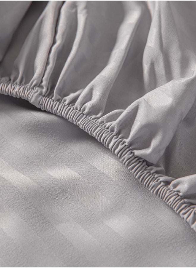 LUNA Home Fitted sheet with elastic corner 90*200+30cm with 2 pillow cases, bedsheet set 0f 3 piece single size, light gray.  - Image 5