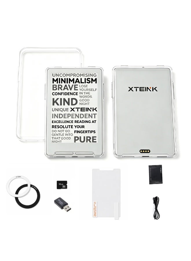 XTEINK X3 E-Book Reader Set with Protective Clear Case, 3.7" Portable Pocket E-Ink eReader with Physical Page-Turn Buttons, Ultra-Thin Magnetic Ready Design,Distraction-Free Reading, 16GB Storage - Image 1