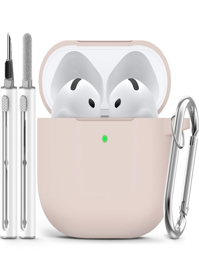 Ljusmicker for AirPods 4 Case Cover 2024 with Cleaner Kit,Soft Silicone Protective Cover for Apple AirPods 4th Generation Cases for Women Men,AirPod 4 Case Accessories with Keychain-Milk Tea - Image 1