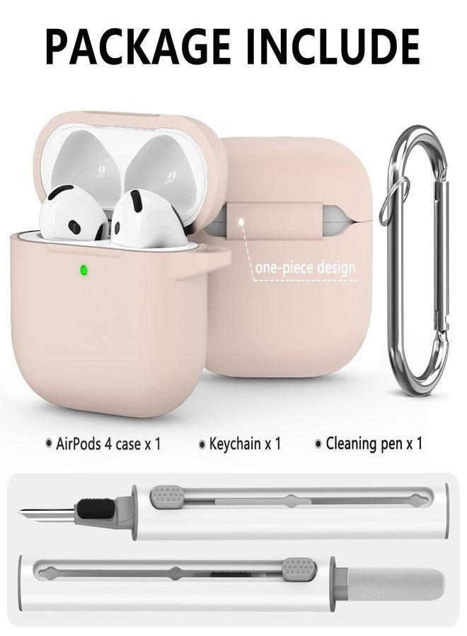 Ljusmicker for AirPods 4 Case Cover 2024 with Cleaner Kit,Soft Silicone Protective Cover for Apple AirPods 4th Generation Cases for Women Men,AirPod 4 Case Accessories with Keychain-Milk Tea - Image 3