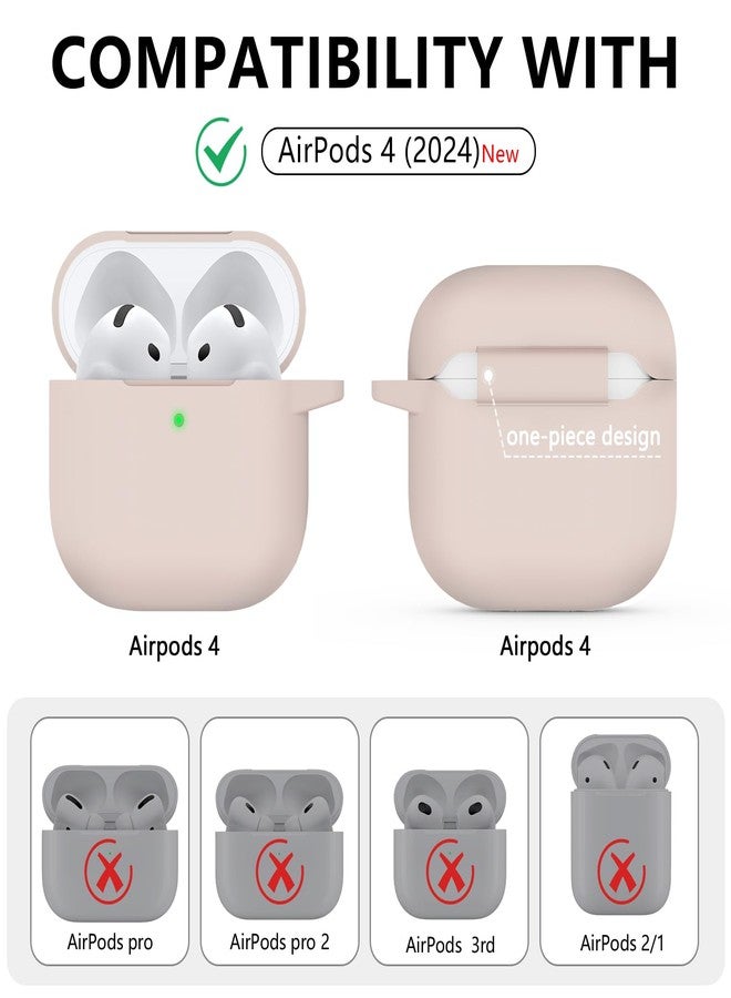 Ljusmicker for AirPods 4 Case Cover 2024 with Cleaner Kit,Soft Silicone Protective Cover for Apple AirPods 4th Generation Cases for Women Men,AirPod 4 Case Accessories with Keychain-Milk Tea - Image 2