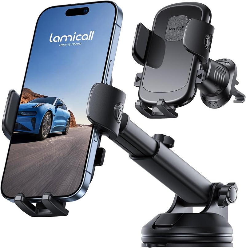 Lamicall Phone Mount for Car [3-in-1 Military-Grade Suction Cup] 360° Rotation Phone Holders for Your Car [Metal Hook] Cell Phone Car Mount Dashboard Vent Windshield - Image 1
